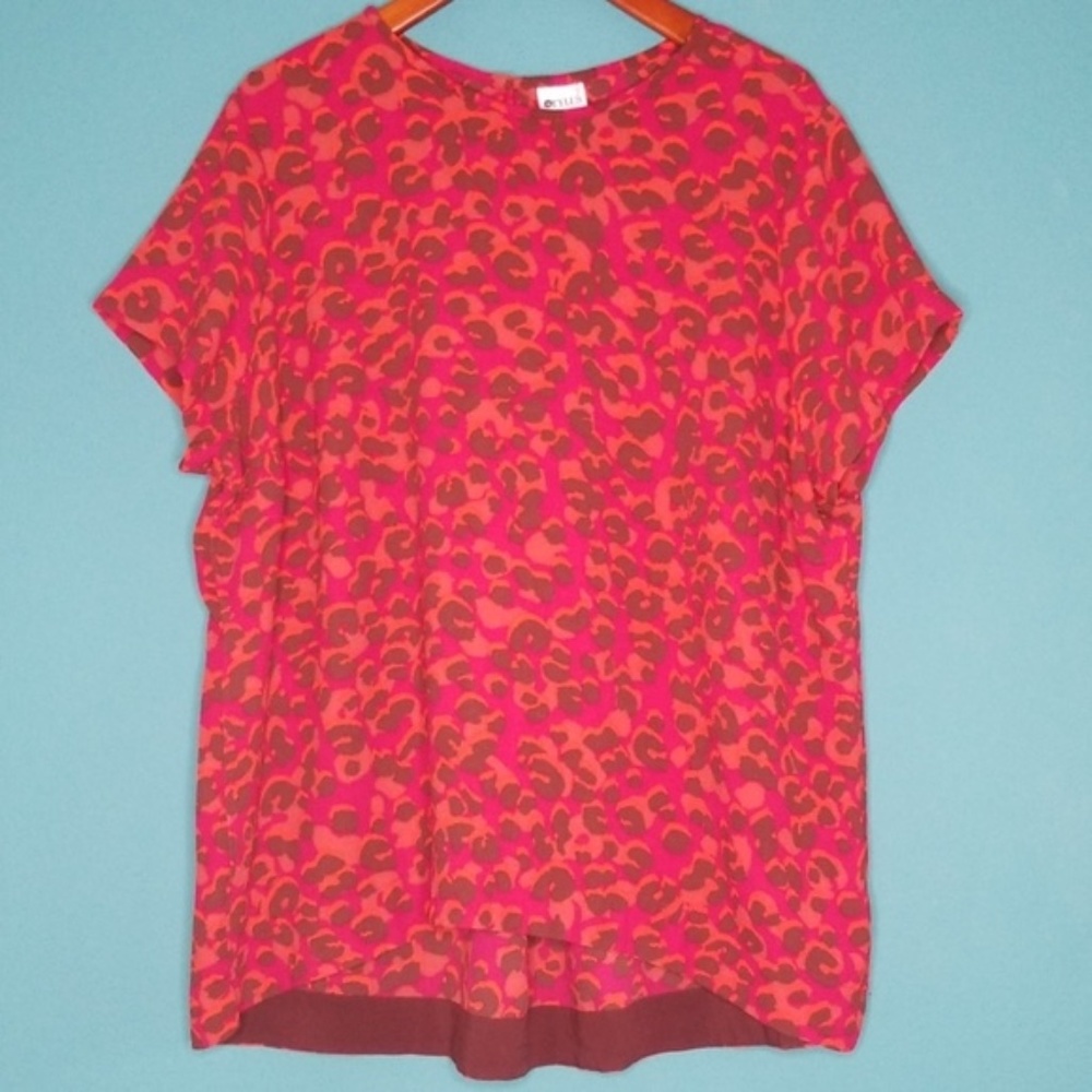 Stylus Boysenberry Brown Orange Animal Print Top